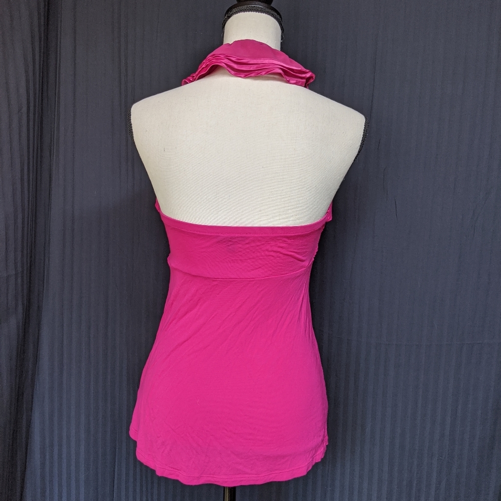Express Ruffle Halter Top, Pink | Size S - Picture 2 of 7